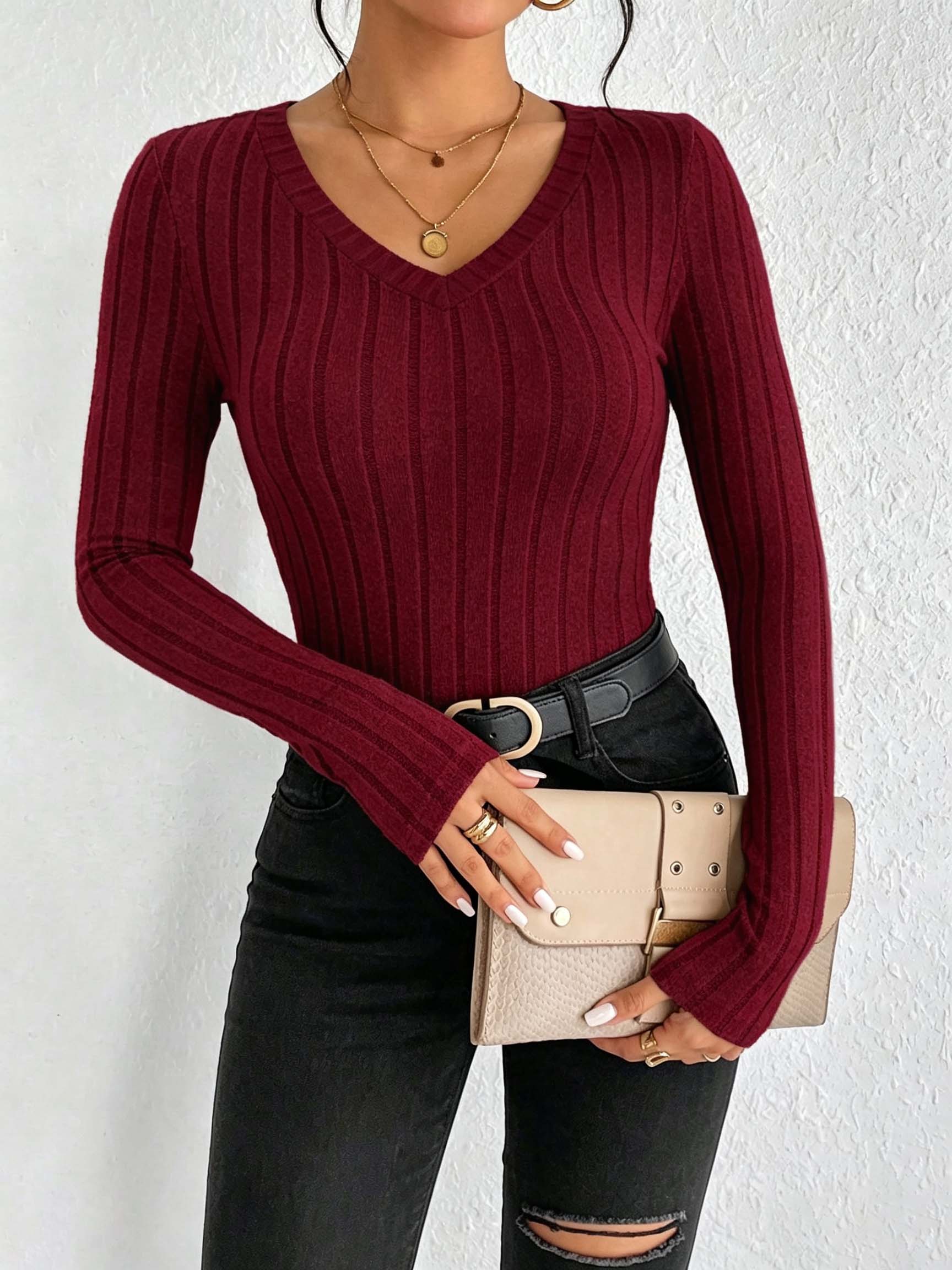 Dames effen geribbelde gebreid - Winter Clothing For Women recensie en prijs